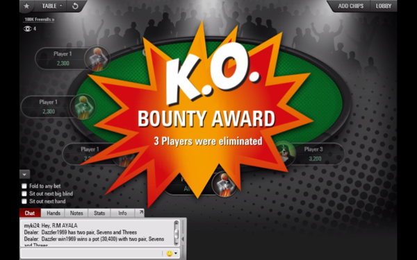 KO Bounty award dans un freerolls