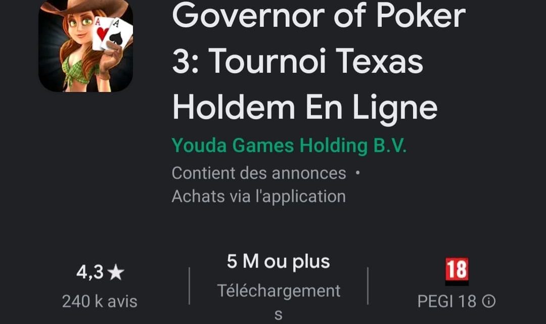 Governor of Poker 3 : Tournoi Texas Holdem en ligne
