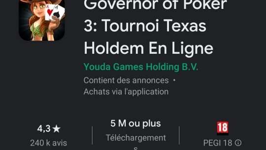 Governor of Poker 3 : Tournoi Texas Holdem en ligne