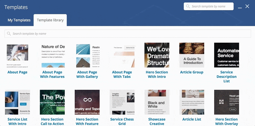 Tous les templates de Visual composer