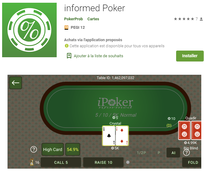 Informed Poker : Le Unibet version application mobile de poker