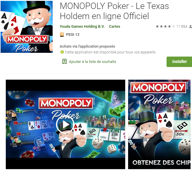 MONOPOLY-Poker : l’application mobile de poker et Monopoly